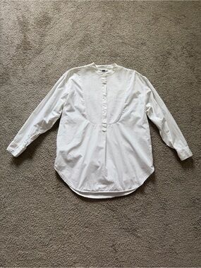 VTG ~ 1990s ~ Bizzit ~ White Pintuck Bib Tunic Blouse ~ Classic ~ Size M
